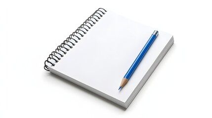 Naklejka premium Blank spiral notebook and blue pencil ready for writing