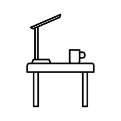 Desk with lamp icon line art vector