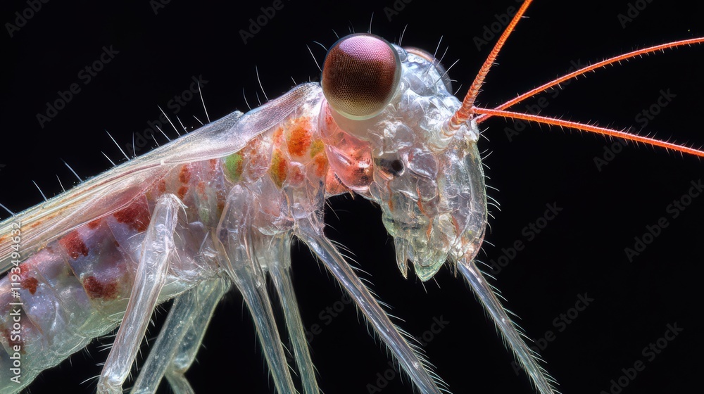Aufkleber detailed macro photograph of a delicate transparent insect with a dark background