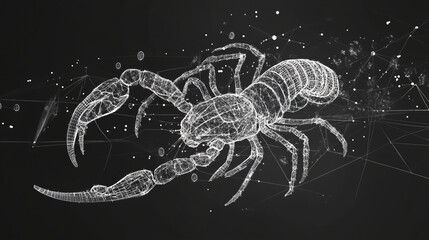 Scorpio of the particles. Scorpio consists of circles and points. Vector illustration.