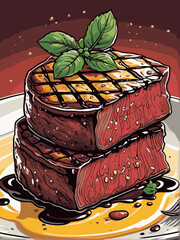 beef steak vector art for design needs 