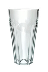 Empty glass cup for water, beer, cocktail, or other beverages on transparent background