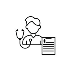 Medical check-up icon line art vector