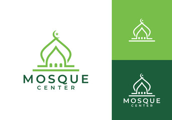 simple mosque with circle logo design. religious islamic inspiration logo design