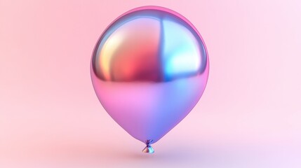 Glossy Gradient Balloon with Soft Pink Background and Reflection