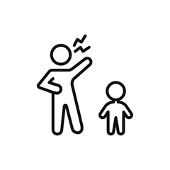 Parents scolding child icon line art vector