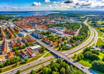 Halmstad Sweden Panoramic Road Map