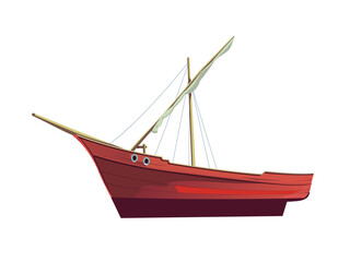 Traditional wooden Sail Boat - Dhow Boat - Stock Illustration