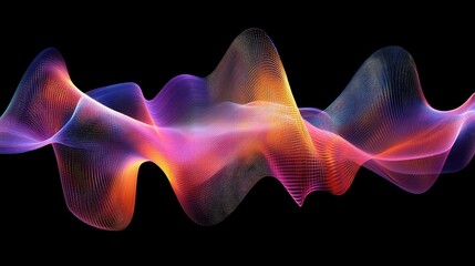 Obraz premium An artistic visualization of quantum wave functions using flowing lines of multicolored light