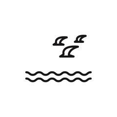 Sea with seagull icon line art vector
