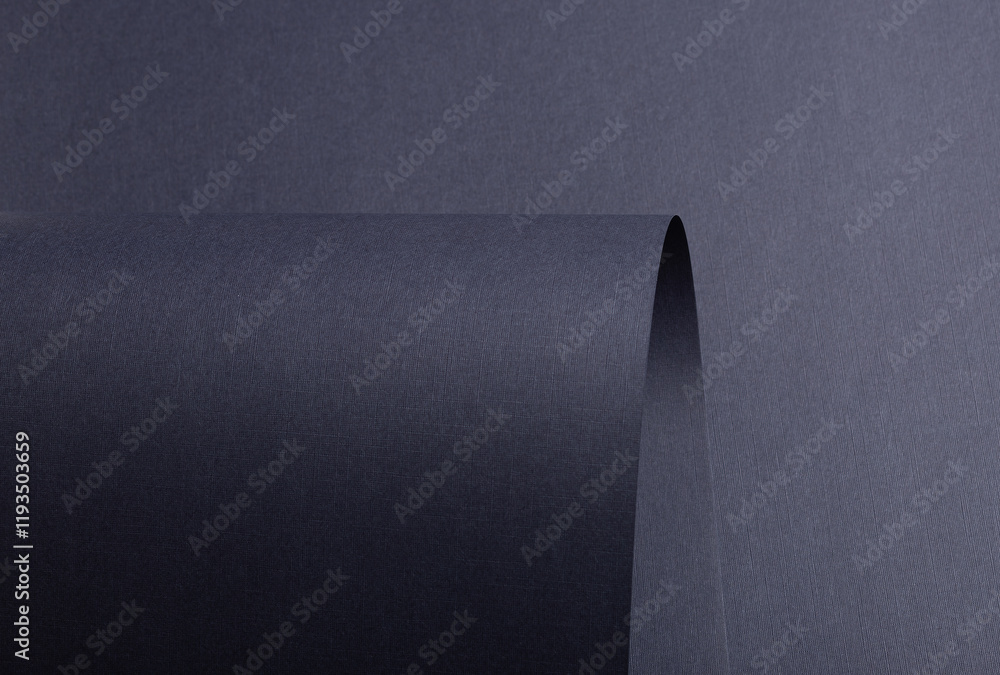 Poster Steel blue paper background with curved details and a matte, grainy texture. Smooth violet tones add depth to the sleek, minimalistic design, creating a refined and luxurious composition.
