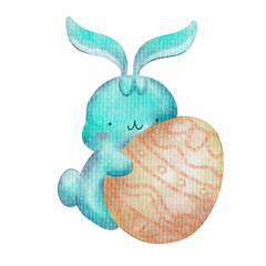 Hand drawing Easter bunnies and eggs isolated decor for Holiday Season. Funny easter card. Easter drawing digital prints