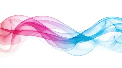 Colorful Abstract Waves in Pink and Blue on a White Background