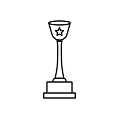 Trophy cup with star icon line art vector