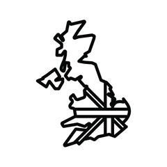 United Kingdom map icon line art vector