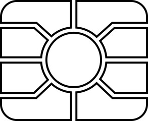 EMV chip icon. Line, glyph and filled outline, mobile telephone Microchip for bank plastic credit or debit charge or sim card. Digital Nfc technology. Contactless payment at terminals and ATMs.