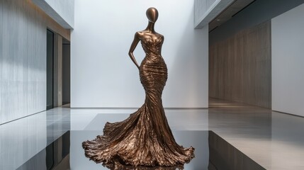 Bronze Sculpture Of A Woman In A Gown