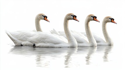 Obraz premium Elegant Swans Swimming Gracefully on Calm Water Surface