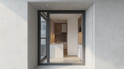 Fototapeta premium Modern Minimalist Kitchen Interior Design with Natural Light