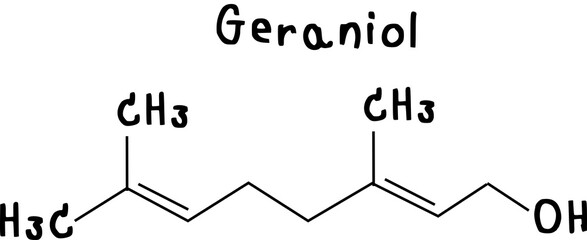 Geraniol,chemical structure of Geraniol illustration