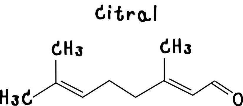 Citral ,chemical structure of Citral  illustration