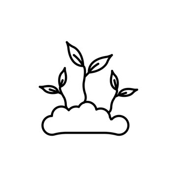 sprouts growing from soil, simple line art clip art preview
