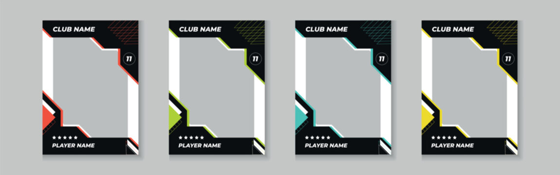 Trading card template design for sports, picture frame for player performance, photo frame or border collection for hockey, basketball and football player, sports flyer design, template eps 10.