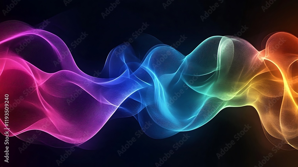 Wall mural Rainbow colored abstract flowing waves design