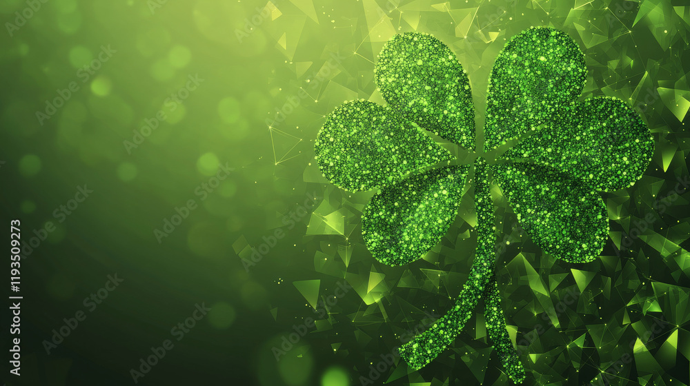 Aufkleber a hologram of a shamrock background. shamrock background of polygons, triangles of dots and lines. s