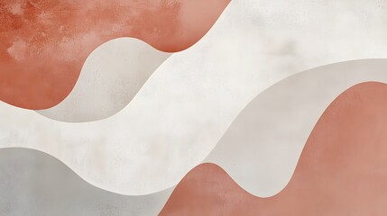 Abstract Wave Design in Terracotta and White