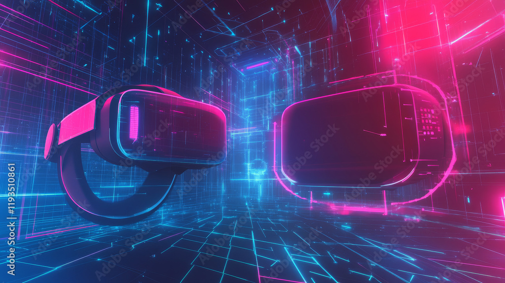 Poster hologram gaming background. the gaming background consists of polygons, triangles of dots and lines.