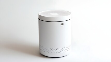 A compact portable air purifier on a white background