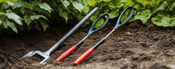 Gardening Tools in Soil Trowel Cultivators Plants Agriculture