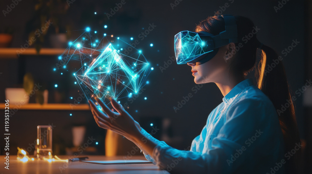 Aufkleber hologram brainstorming. brainstorming made of polygons, triangles, dots, and lines. low-poly brainst