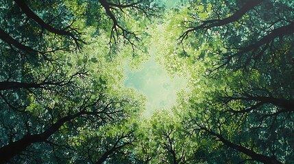 Fototapeta premium Canopy View of Trees Reaching for Sunlight