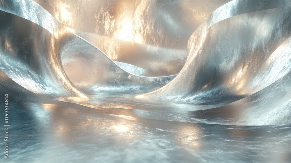 Aufkleber artistic illustration of quantum mechanics with layered, translucent waves intersecting in a metalli