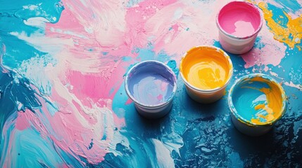 Fabric and textile crafts featuring painting techniques on artistic studio, colorful creation theme