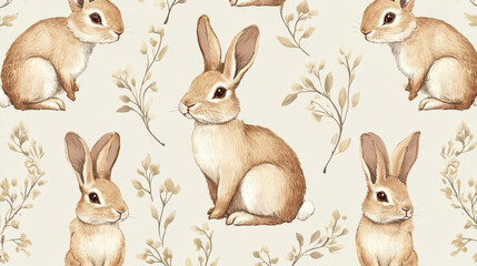 Fototapeta premium rabbits seamless pattern
