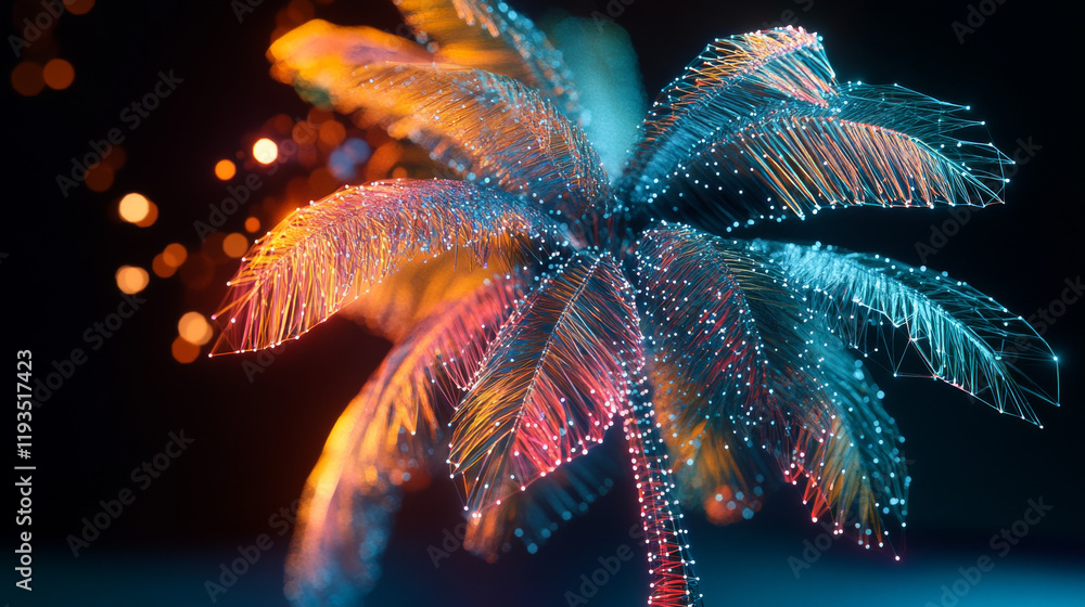 Aufkleber a hologram of a palm tree. palm trees made of polygons, triangles of points and lines. palm trees ic
