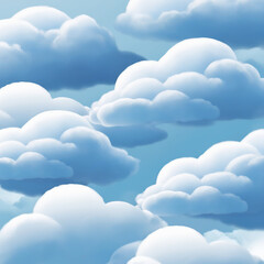 Blue clouds layer seamless border, cut out isolated with transparent background.