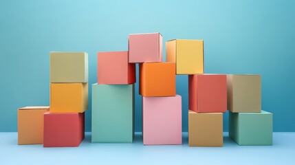 Fototapeta premium Colorful Cardboard Boxes Stacked in a Creative Arrangement