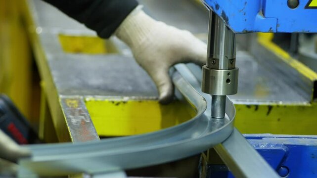 The machine joins the matal under the press. High quality 4k footage