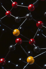 Intricate and crystalline structure of hydrogen molecules against dark black background, scientific concept showing molecular arrangement.