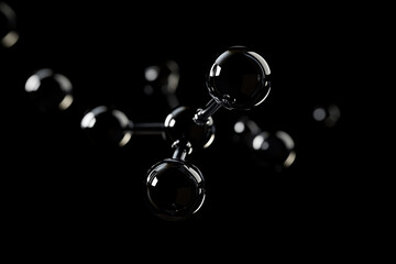 Intricate and crystalline structure of hydrogen molecules against dark black background, scientific concept showing molecular arrangement.