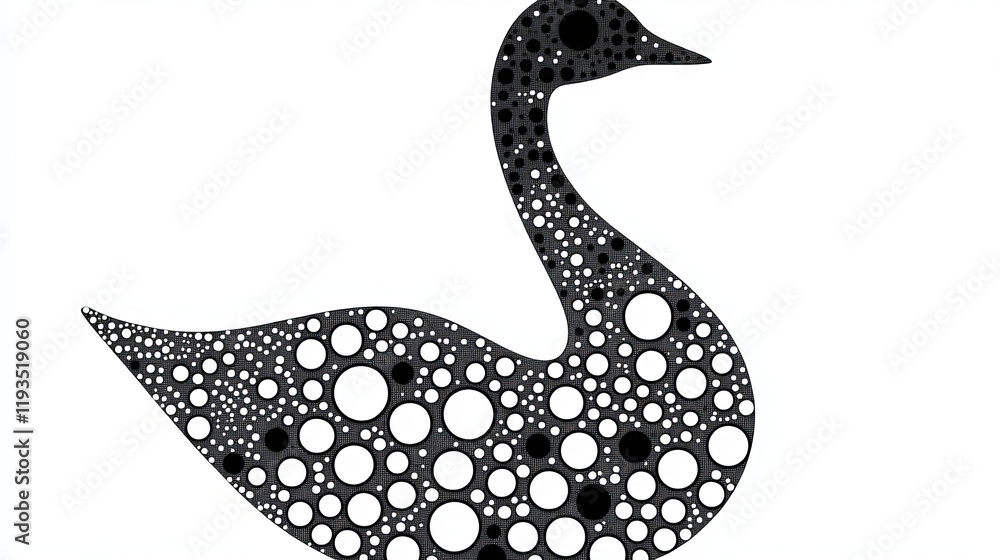 Poster goose of the particles. goose consists of circles and points. vector illustration