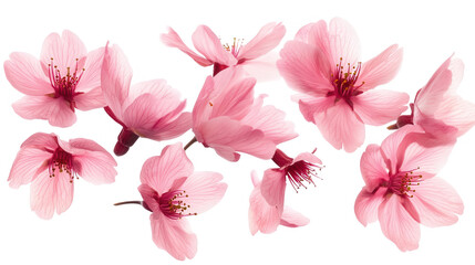 Vibrant Sakura Petals Dancing in the Wind, Hanami Cherry Blossom Festival, transparent background, isolated on white, PNG file