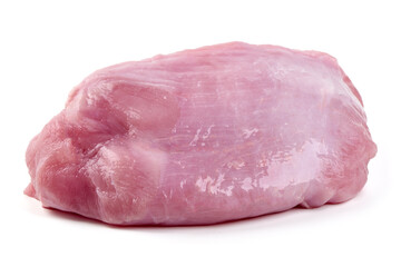 Raw Turkey fillet, isolated on a white background.