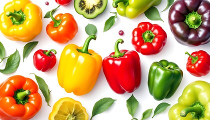 Beautiful Bell Pepper Clipart, white background 