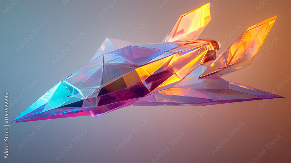 Aufkleber the hologram is a rocket. a spaceship made of polygons, triangles of points and lines. journey to th