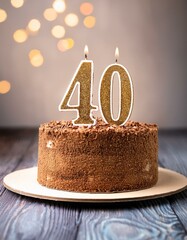 Generated image Beautiful cake celebrating a birthday or milestone of 40